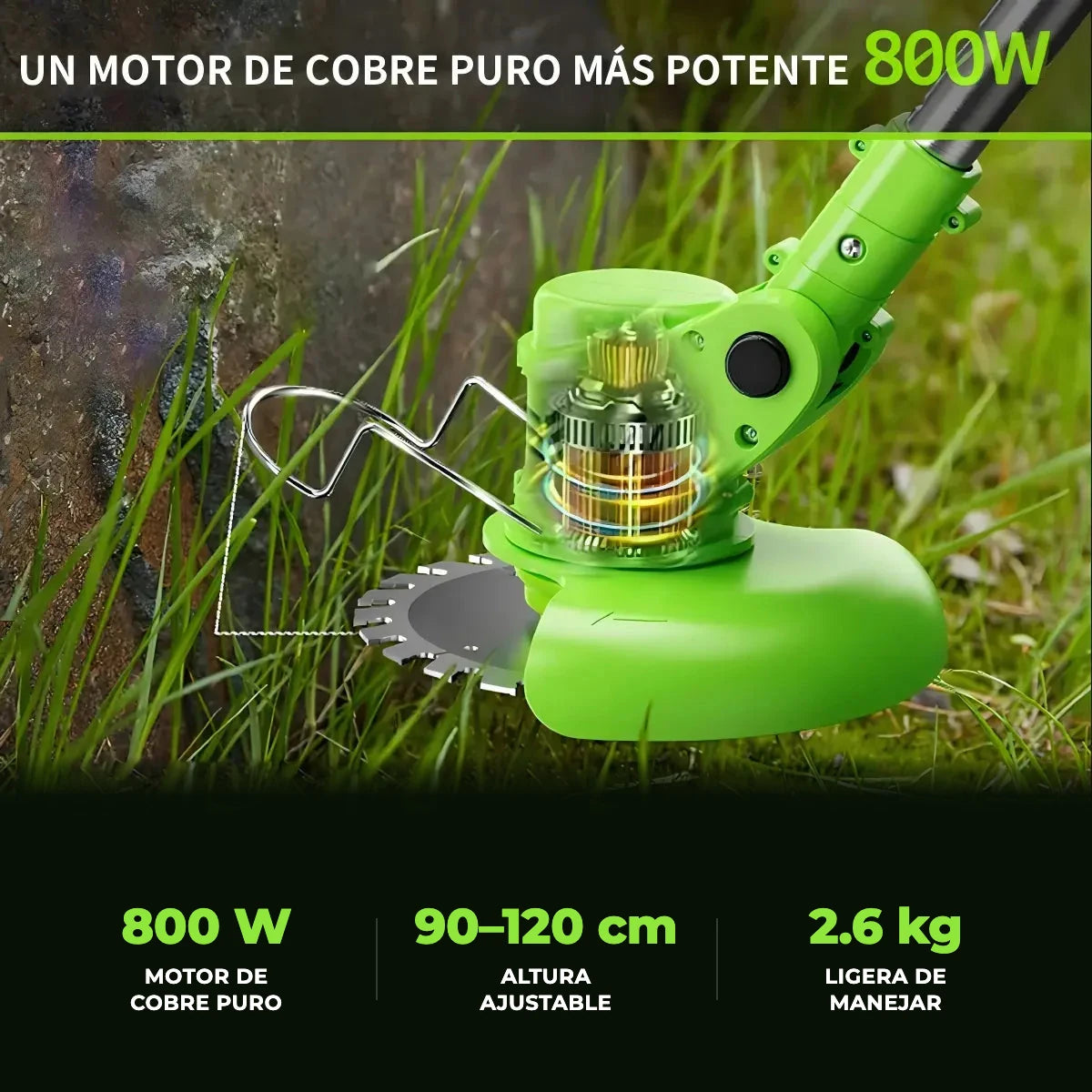 Motor de cobre puro de 800 W de la cortadora de cesped inalambrica JardinPro